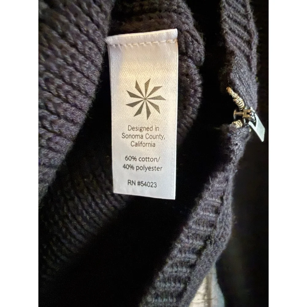 NWT Athleta Varsity Sweater Side Zip Cotton Blend Black size XS